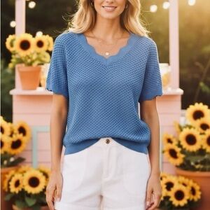 Crochet summer Blue Women's Top